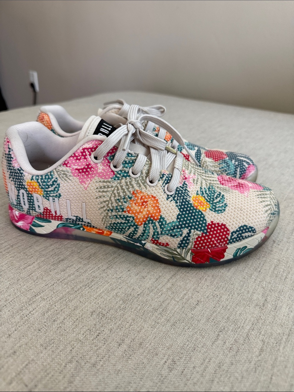 NOBULL Floral Knit Athletic Sneakers with extra floral laces